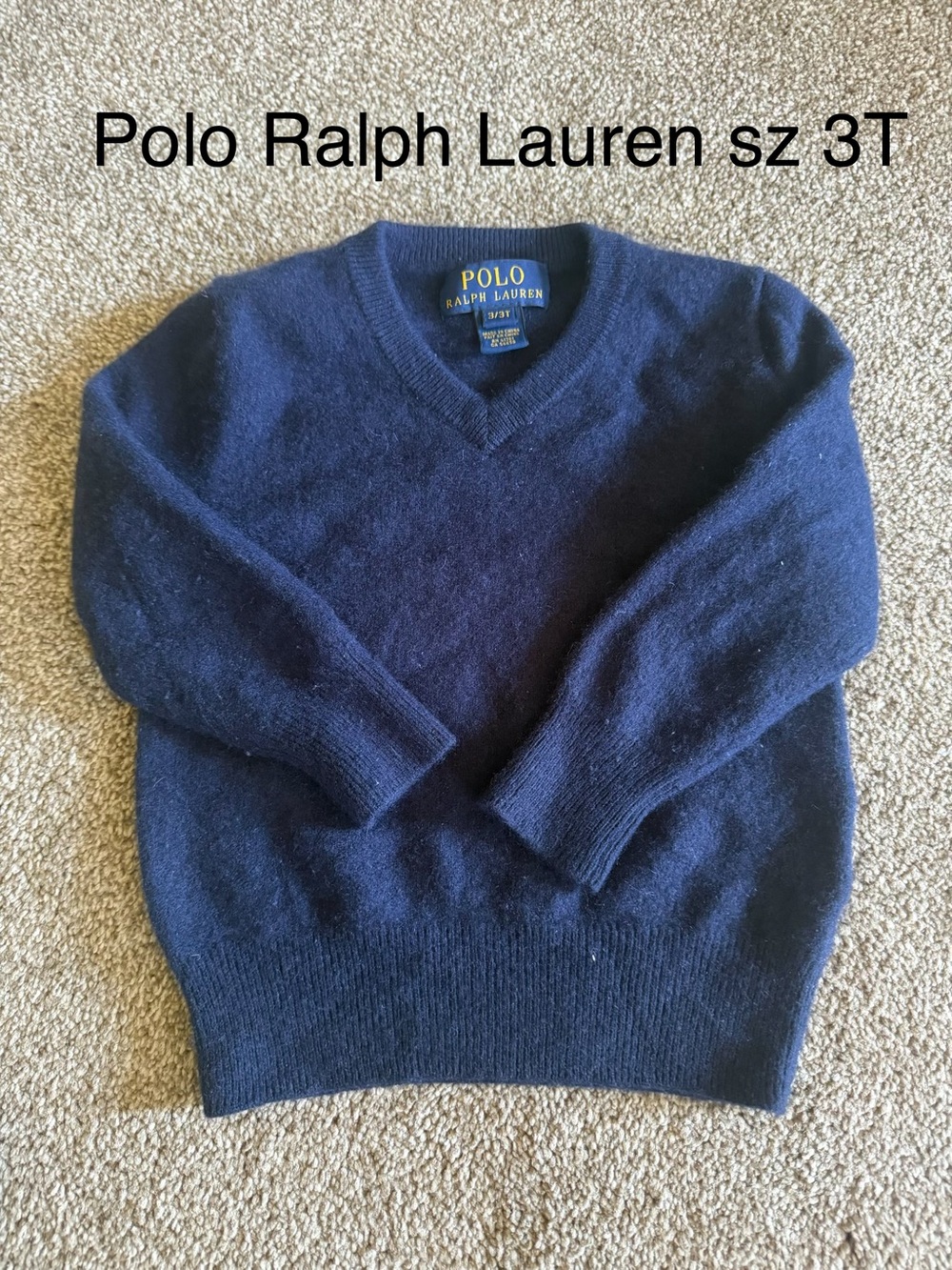 Polo by Ralph Lauren Boys Navy V-Neck Sweater Sz 3T
